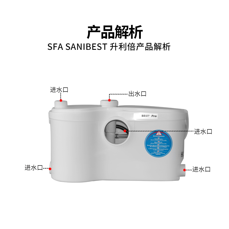 法国SFA原装进口SANIBEST PRO升利倍大功率污水提升器地下室排污 - 图0