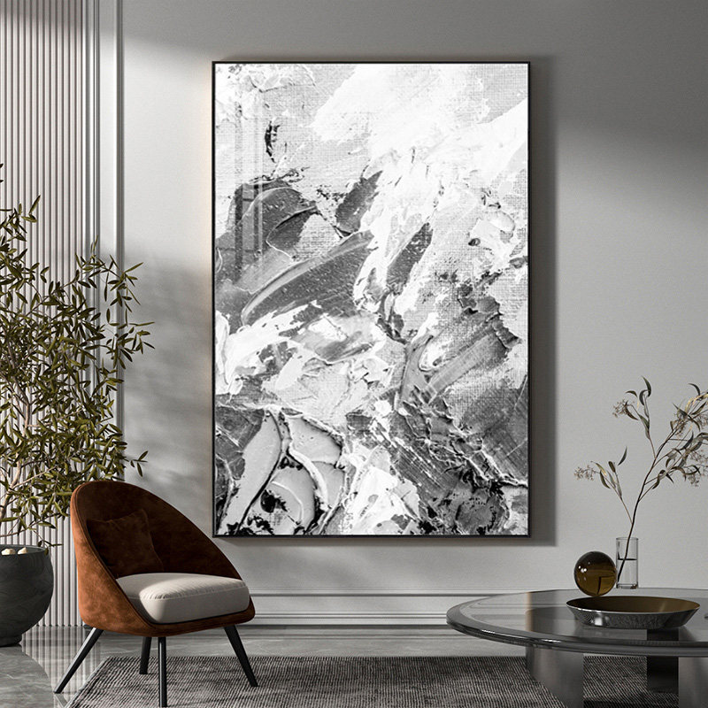 Minimalist black and white art living room decoration painting modern simple vertical version abstract light luxury entrance corridor aisle hanging painting