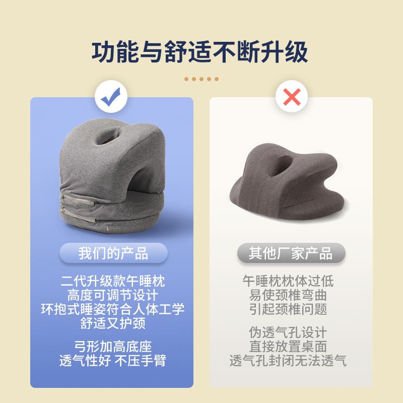 午睡枕趴睡枕办公室午休神器学生儿童教室趴趴枕睡觉可调节抱枕 - 图2