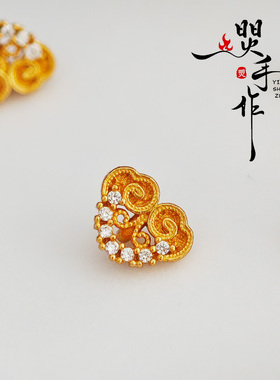 S925银纽扣金刚结手绳用纽扣diy手绳尾扣小花扣S925银镀金手绳扣