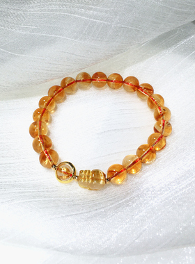 天然黄水晶金发晶貔貅手链女