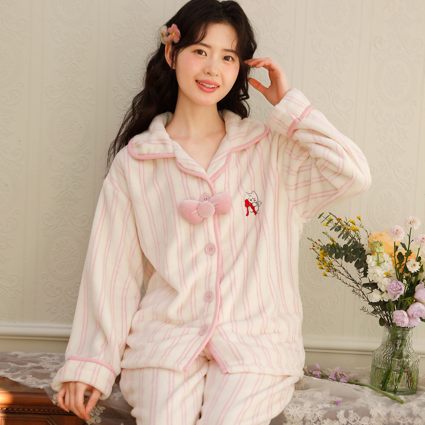 富朵法兰绒月子服睡衣秋冬加绒加厚保暖孕期待产服产妇哺乳家居服,淘宝优惠券,粉丝福利购,淘宝优惠卷