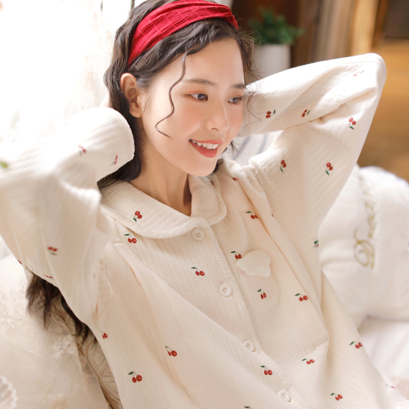 富朵旗舰店富朵春秋月子服11月份产妇哺乳衣10孕妇产后睡衣夹棉喂奶衣家居服2