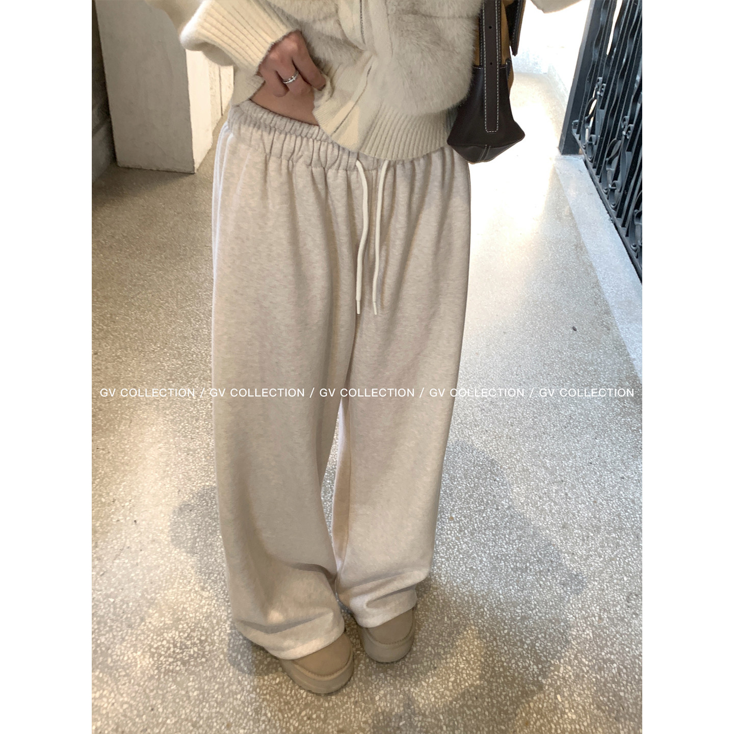 GV大白哥  长绒暖冬裤  加厚绒复合直筒抽绳卫裤秋冬新款裤子女,淘宝优惠券,粉丝福利购,淘宝优惠卷