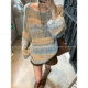 Clear oxygen island mixed color contrast wool knitted sweater
