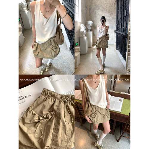 GV大白哥 夏日松弛 速干机能松紧腰大口袋工装裙裙裤夏季新款裙子 - 图0
