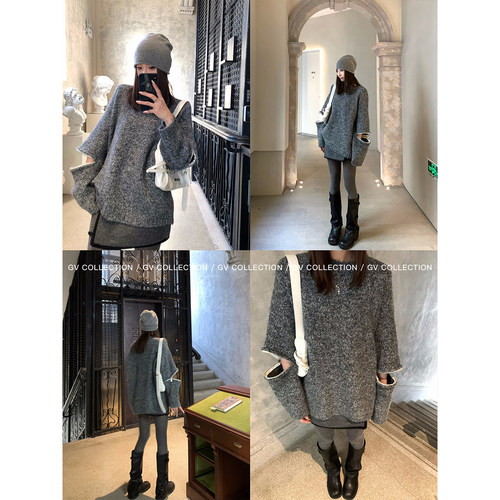 GV大白哥  买手日常 圆领羊毛袖子拉链设计毛衣秋冬新款百搭 - 图0