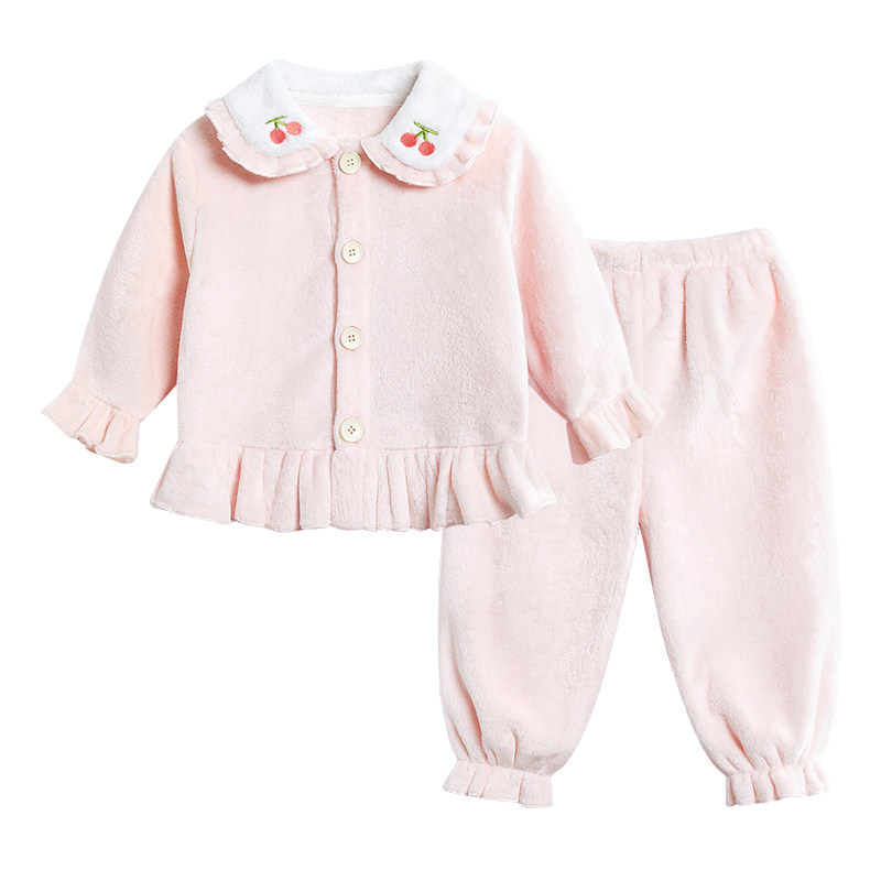 圆圆猫2025冬季新款女童法兰绒睡衣加厚保暖女孩珊瑚绒家居服套装,淘宝优惠券,粉丝福利购,淘宝优惠卷