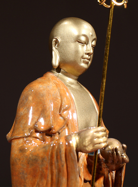 佛香天逸 彩铜地藏王菩萨站像地藏菩萨佛像铜像家居佛堂装饰摆件