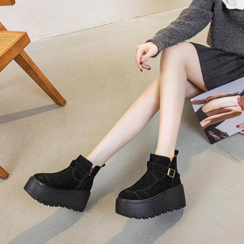 真皮厚底雪地靴女冬季新款加绒加厚保暖棉鞋时尚增高显瘦松糕短靴,淘宝优惠券,粉丝福利购,淘宝优惠卷