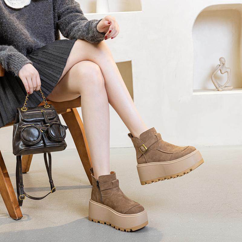 真皮厚底雪地靴女冬季新款加绒加厚保暖棉鞋时尚增高显瘦松糕短靴,淘宝优惠券,粉丝福利购,淘宝优惠卷