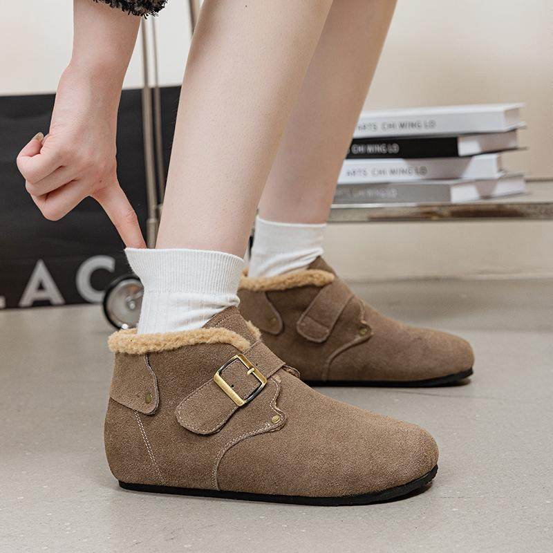 真皮厚底勃肯鞋女秋冬加绒保暖乐福鞋内增高休闲高帮短靴雪地棉靴,淘宝优惠券,粉丝福利购,淘宝优惠卷