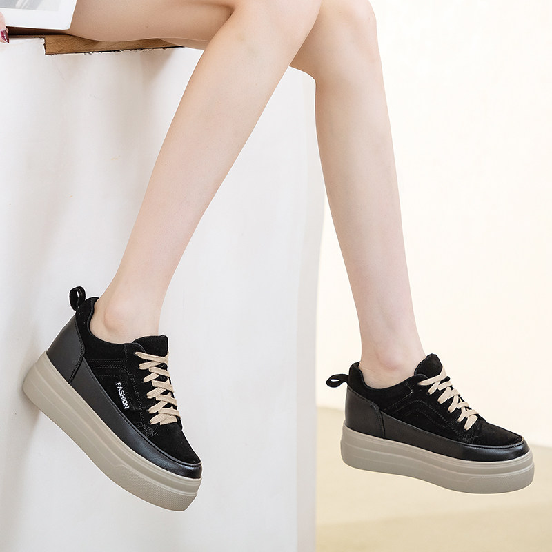 真皮内增高女鞋8cm春秋新款小个子松糕厚底运动加绒休闲小码单鞋,淘宝优惠券,粉丝福利购,淘宝优惠卷