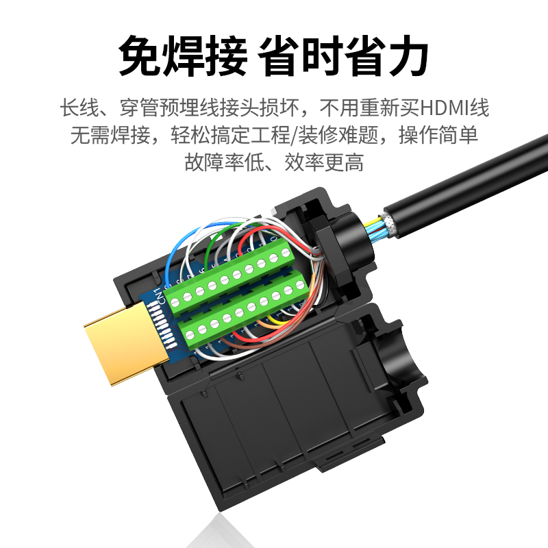 绿联hdmi免焊接头公2.0高清线插头通用维修接线盒模块端子转接器