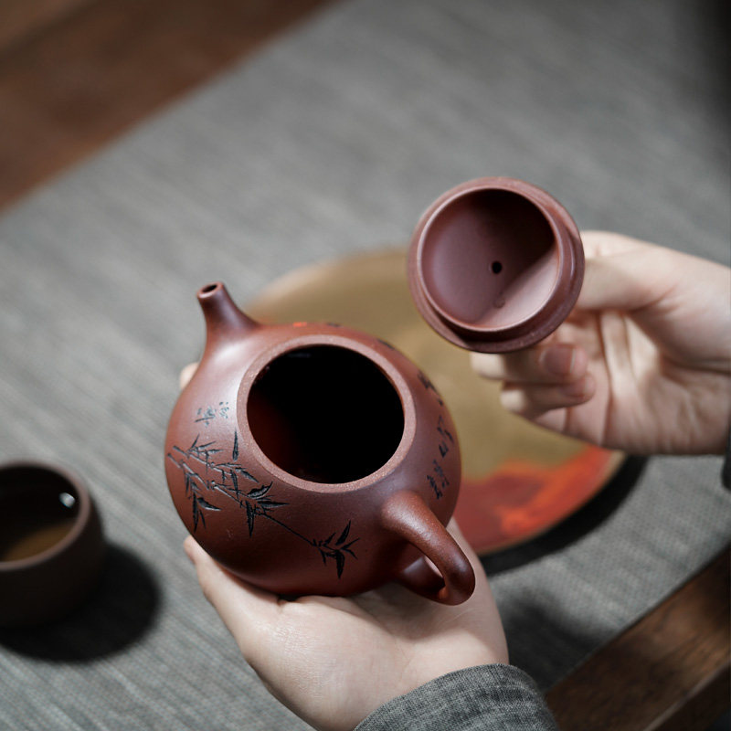 【畅陶】纯手工家用李晓璐竹叶茶壶 畅陶茶壶