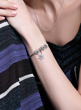 ATHENAIE925银蓝色雪花吊坠个性手镯手链ins风潮七夕情人节女友款