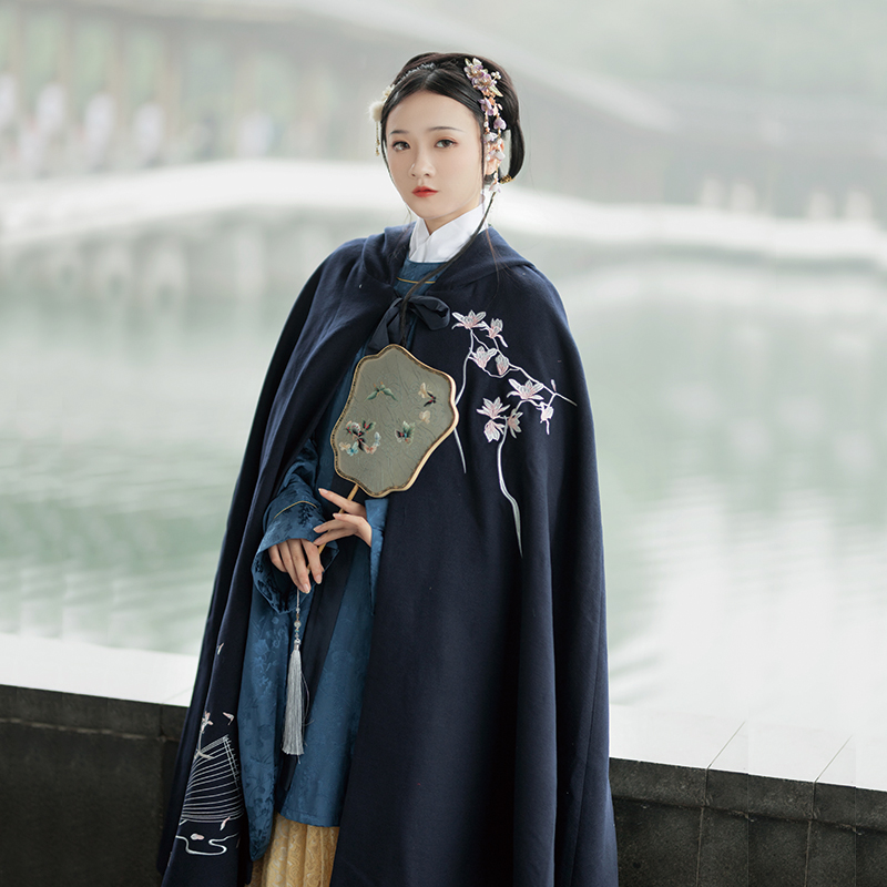 【烟雨兰香】笙弦纪原创自制汉服斗篷刺绣古风披风披肩长款秋冬女 - 图0