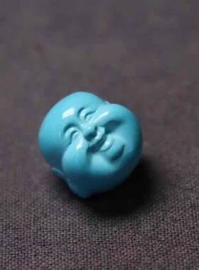 原矿绿松石散珠高瓷雕刻
