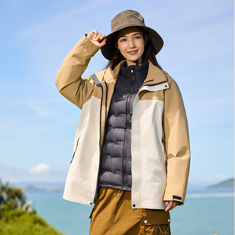 杜戛地户外风衣女羽绒内胆2024年秋冬季新款徒步登山服男士外套