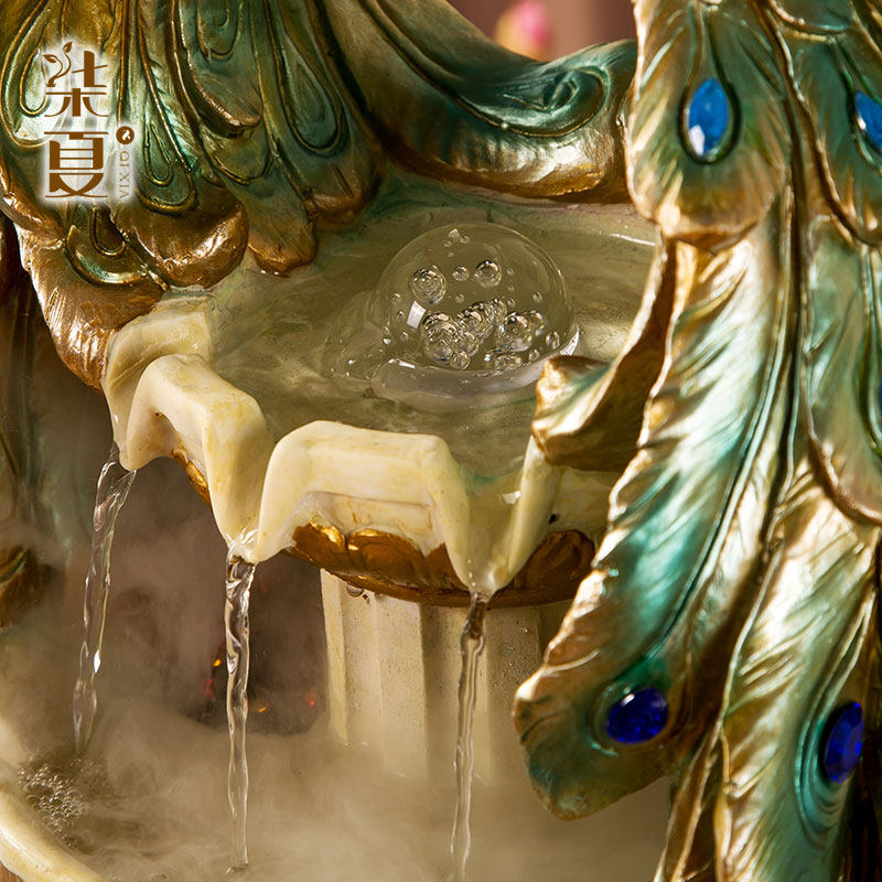孔雀摆件招财流水落地 电视柜客厅美式复古玄关摆设装饰家居饰品,淘宝优惠券,粉丝福利购,淘宝优惠卷