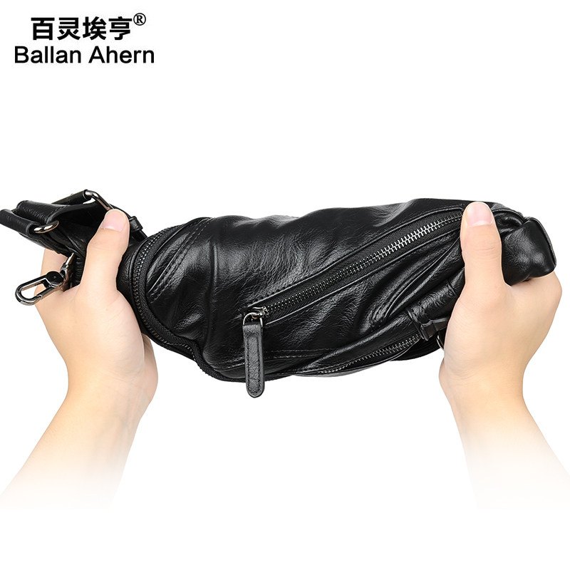 新款休闲胸包皮质男士运动小包包 百灵埃亨男士包袋