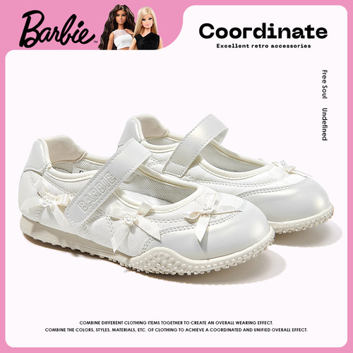 芭比童鞋女童运动鞋2026新款春季软底防滑小公主鞋儿童玛丽珍鞋子 - 图0