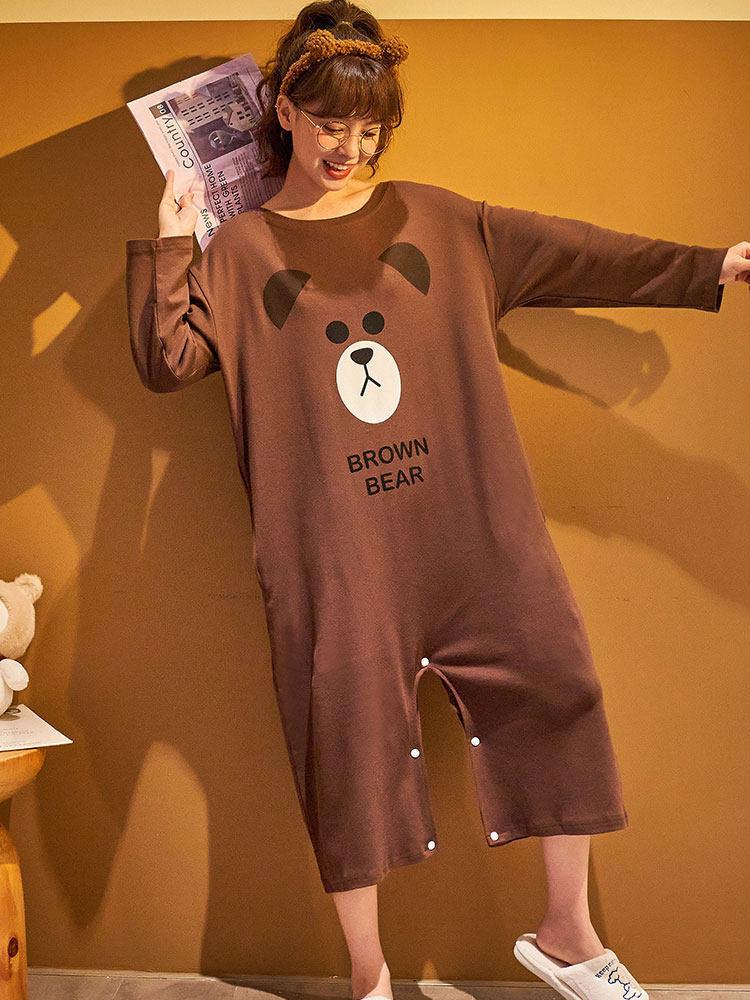 连体睡衣女春秋款纯棉长袖可爱 南极人梓鹏睡衣/家居服套装