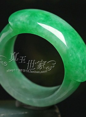 翡翠色戒指冰种全绿马鞍指环阳绿飘花男女款霸气玉扳指戒指时尚