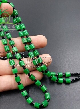 翡翠色挂绳珠链玉珠子项链玉石链子男玉佩吊坠绳子玉坠挂绳女士