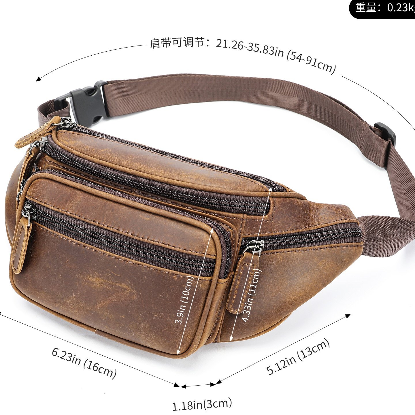 秋冬疯马皮男士腰包 复古休闲男士真皮胸包多功能头层牛皮斜挎包,淘宝优惠券,粉丝福利购,淘宝优惠卷