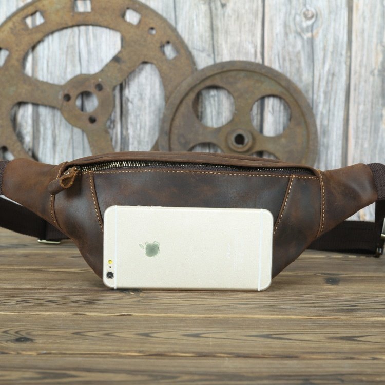 秋冬疯马皮头层牛皮男款腰包真皮斜挎包复古男士户外休闲运动手机,淘宝优惠券,粉丝福利购,淘宝优惠卷