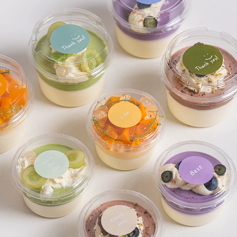 透明迷你慕斯蛋糕盒圆形布丁奶冻杯子提拉米苏甜品酸奶豆乳打包盒 - 图2