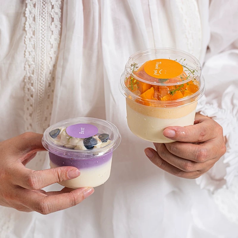 透明迷你慕斯蛋糕盒圆形布丁奶冻杯子提拉米苏甜品酸奶豆乳打包盒 - 图0