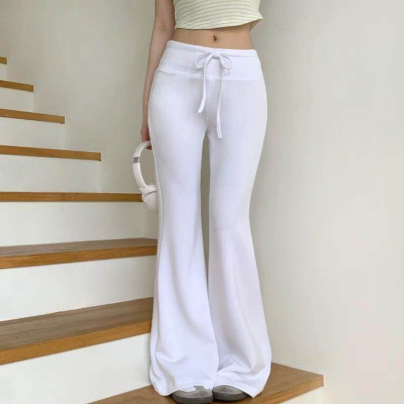 韩国东大门女装新款气质舒适百搭系带显瘦显身材微喇裤休闲长裤子,淘宝优惠券,粉丝福利购,淘宝优惠卷