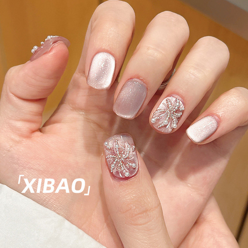 猫眼穿戴甲短款手工高级感显白美甲成品2025新款网红爆款指甲贴片,淘宝优惠券,粉丝福利购,淘宝优惠卷