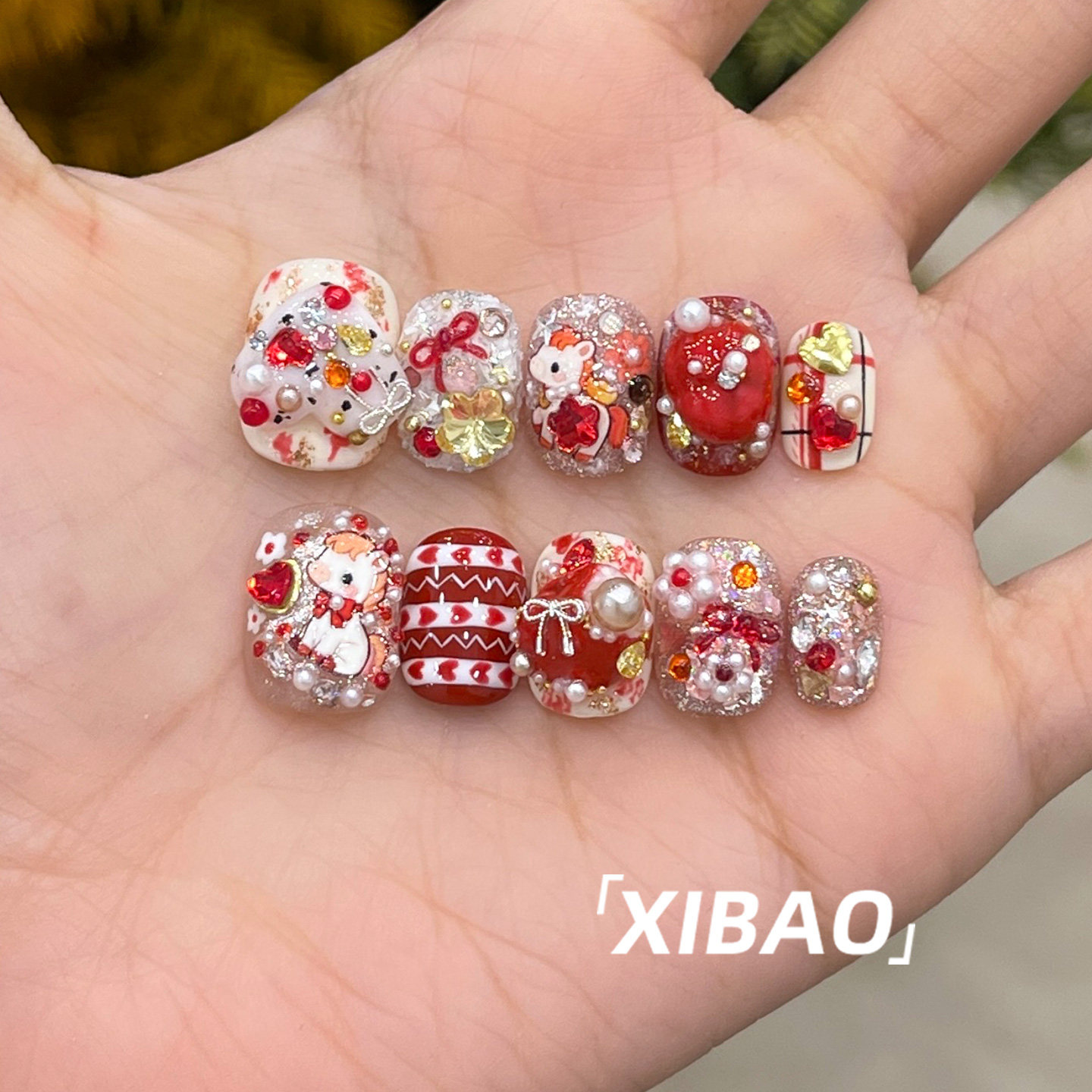 马年穿戴甲轻奢高级感手工短款指甲贴片2025新款精致绝美穿戴美甲,淘宝优惠券,粉丝福利购,淘宝优惠卷