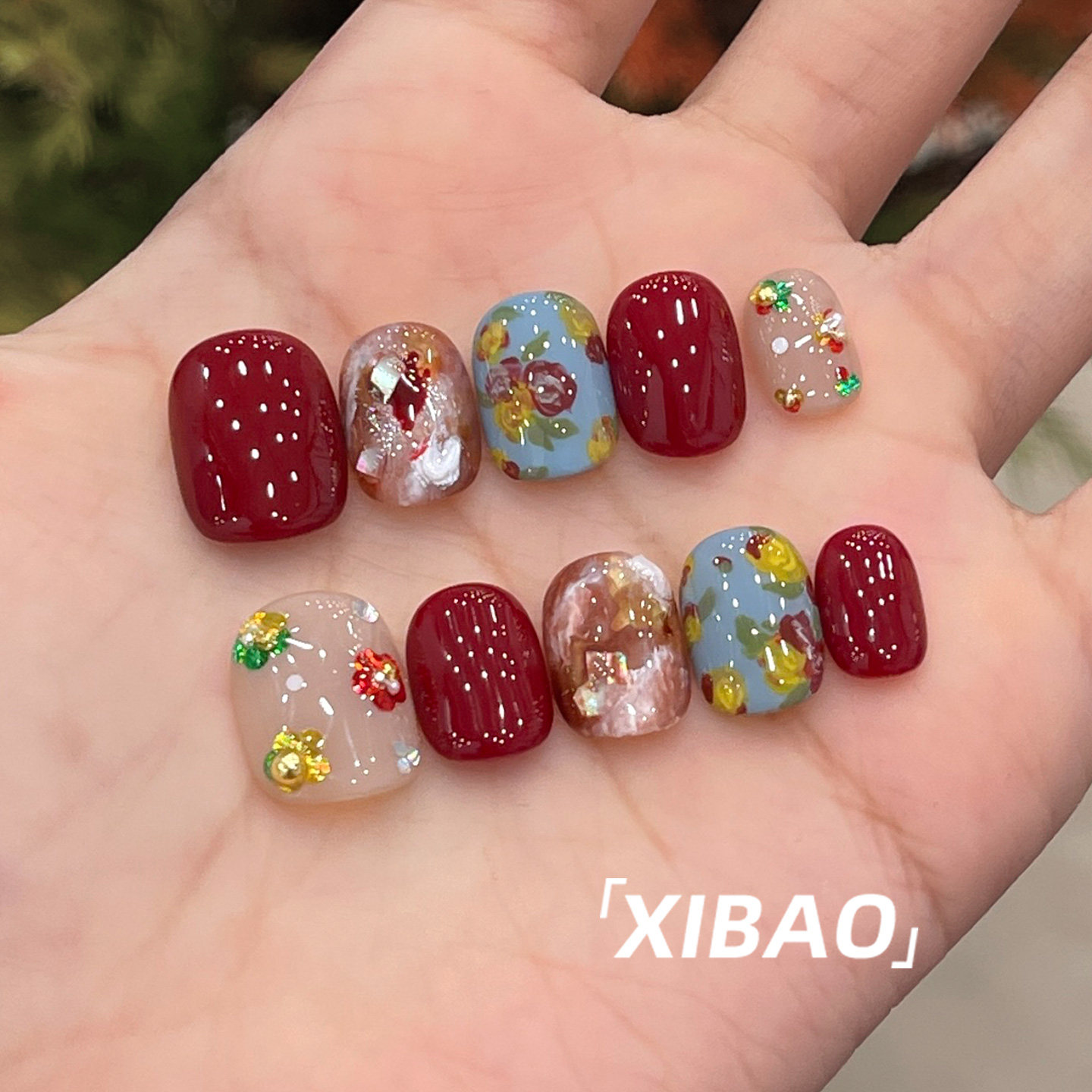 红色穿戴甲2025新款高级感气质显白穿戴美甲短款手工爆款指甲贴片,淘宝优惠券,粉丝福利购,淘宝优惠卷