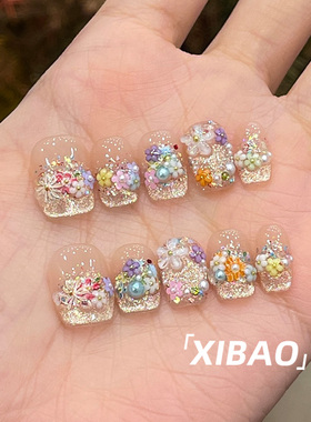 重工穿戴甲2026新款高级感短款穿戴式美甲纯手工精致法式指甲贴片