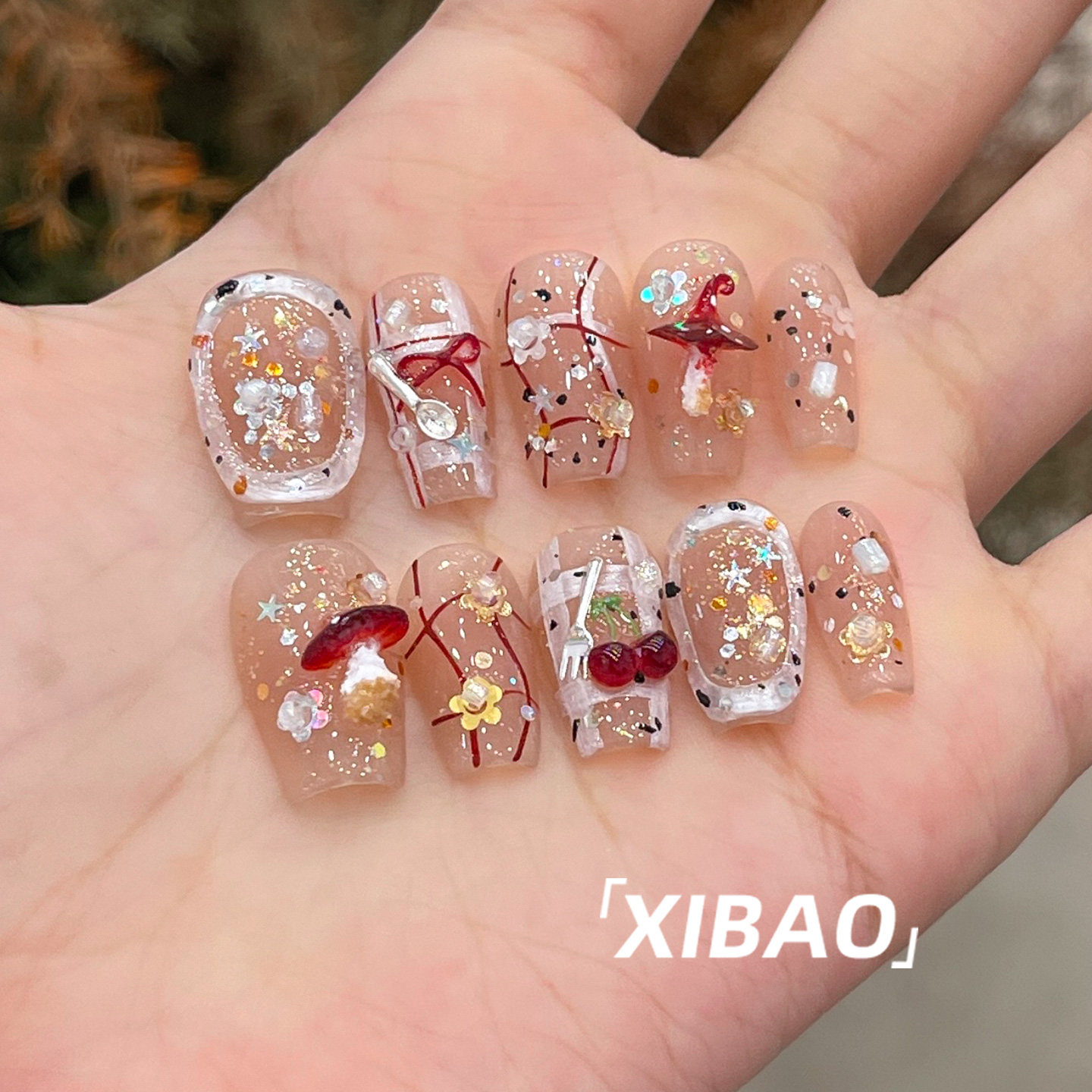 短款穿戴甲2025新款高级感精致重工穿戴美甲手工显白绝美指甲贴片,淘宝优惠券,粉丝福利购,淘宝优惠卷