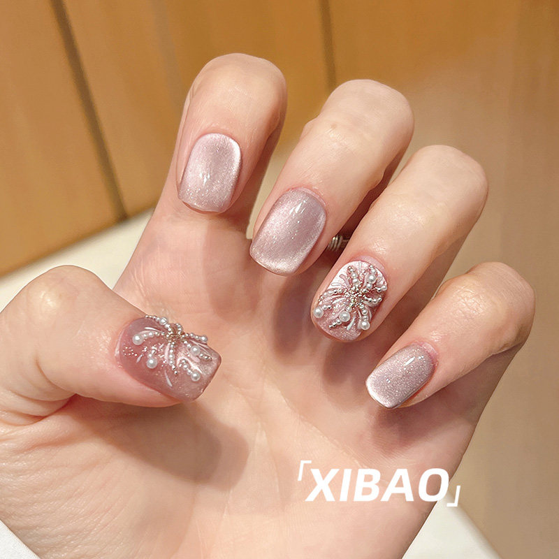 猫眼穿戴甲短款手工高级感显白美甲成品2025新款网红爆款指甲贴片,淘宝优惠券,粉丝福利购,淘宝优惠卷