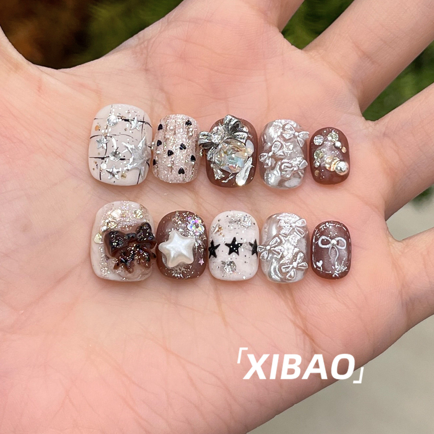 显白穿戴甲2025新款高级感精致重工穿戴美甲短款手工绝美指甲贴片,淘宝优惠券,粉丝福利购,淘宝优惠卷