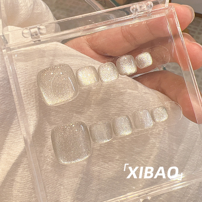 猫眼脚指甲贴片高级感网红爆款手工美甲成品2025款夏季显白脚趾甲 - 图0