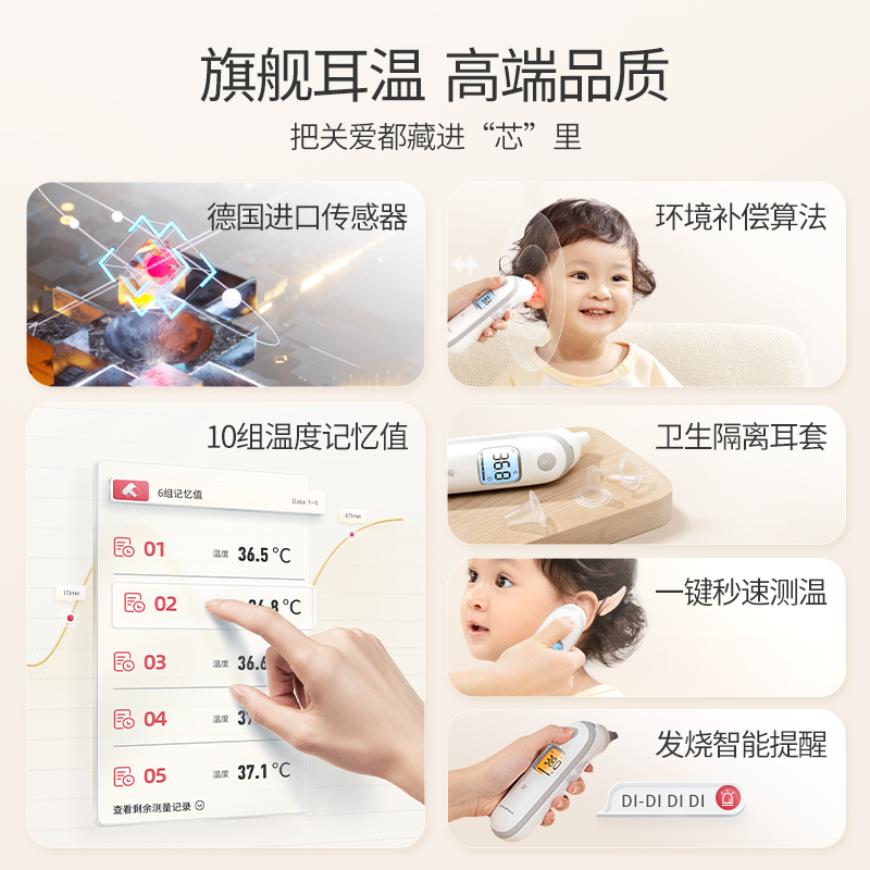鱼跃医用宝宝红外体温枪家用耳温枪 鱼跃体温计类