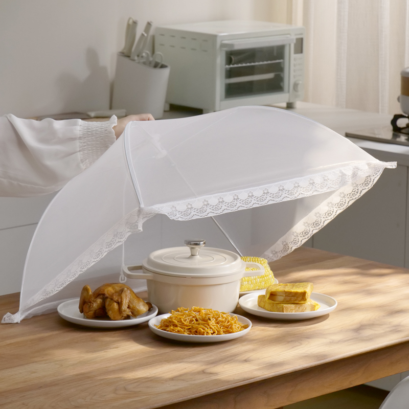 盖菜罩家用2024新款折叠防苍蝇商用菜盖罩餐桌罩剩饭菜罩子食物罩-图1