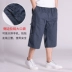 Trung niên mặc bảy quần nam rộng kích cỡ bố mặc mùa hè mỏng phần thường 7 điểm quần ngắn nhân tạo cũ - Quần short