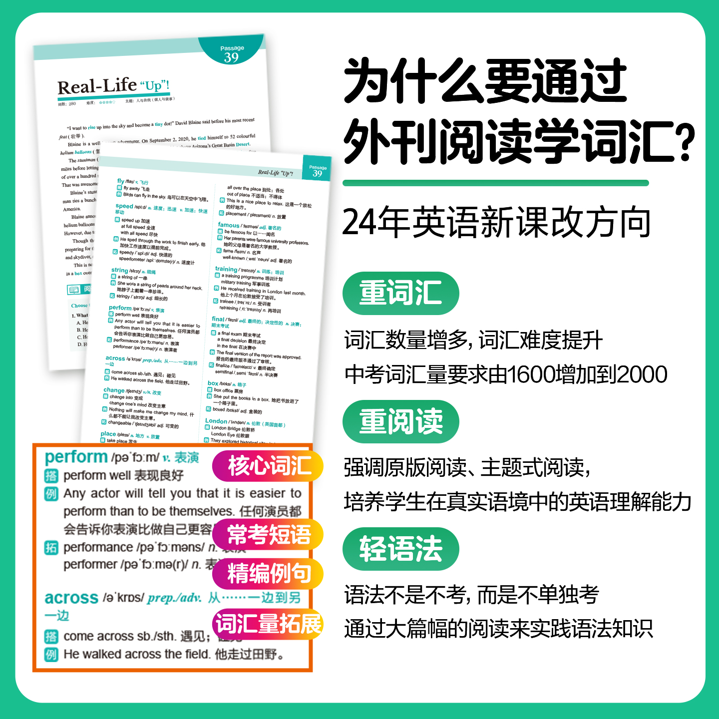 60篇外刊阅读搞定中考必备核心词 华理社SSP时文英语阅读理解能力高分词汇双突破搞定小学必备核心词ket小托福PET词汇讲练 - 图0