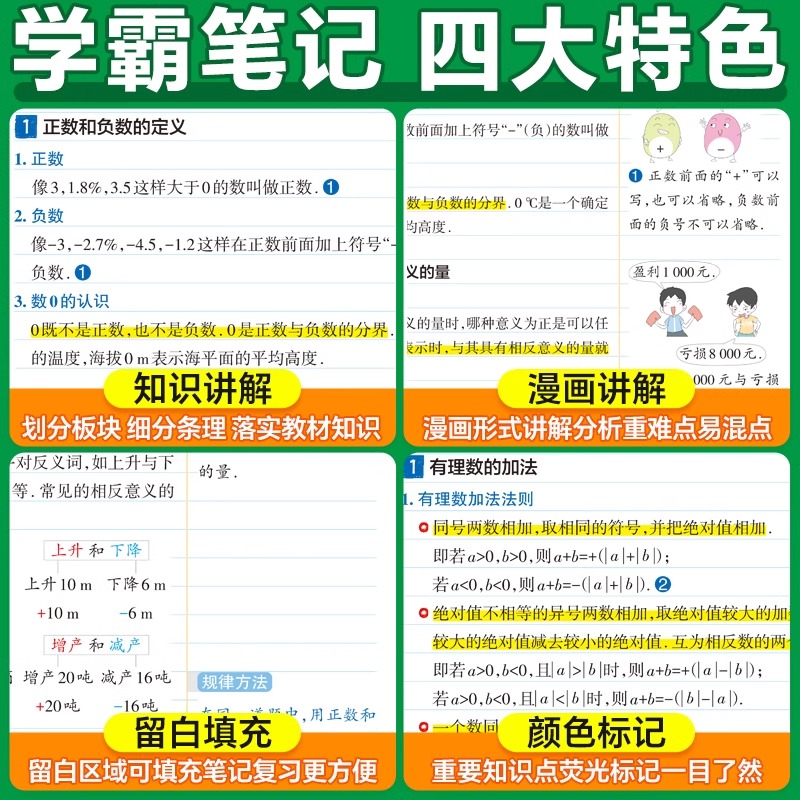 2025学霸笔记初中语文数学英语物理化学生物道德与法治历史地理人教版外研版初一初二初三知识点总复习中考漫画图解版错题提分笔记 - 图1