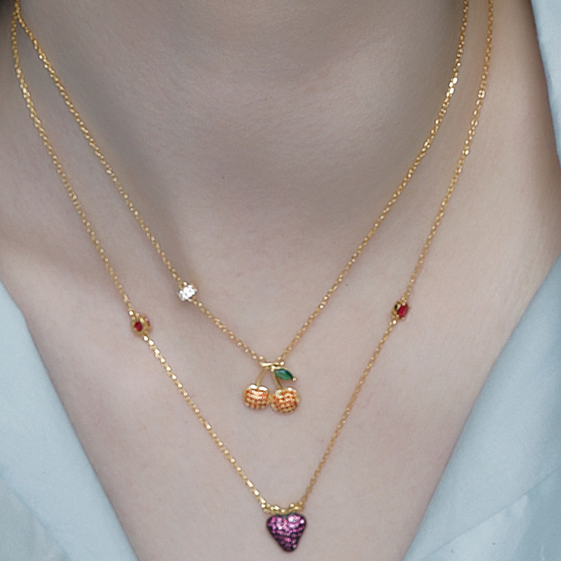 rsny小樱桃女纯银潮甜美气质锁骨链 RSNY项链