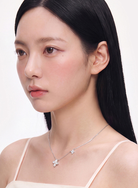 KADER开朵四叶光芒项链女925银小众设计感锁骨链生日礼物送女友