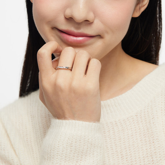 【可刻字】卡蒂罗共渡爱河戒指情侣对戒999银素圈圣诞礼物送女友